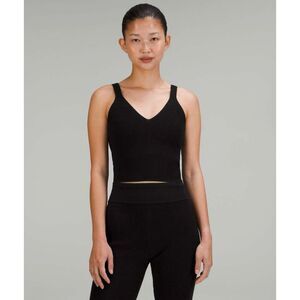 lululemon athletica Black Ribbed V-Neck Crop Top